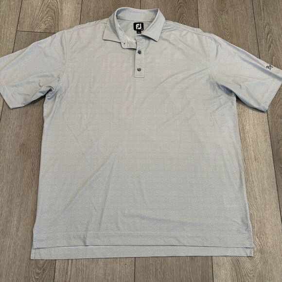 Footjoy Golf Polo Shirt Mens XL Gray Geometric All Over Print Pattern Preppy - Picture 2 of 7